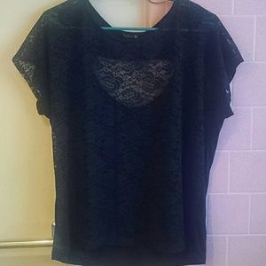 Blue floral lace top