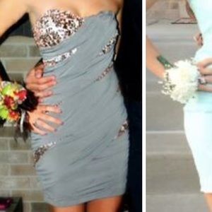 Grey Sequin Homecoming Dress