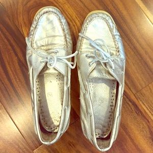 Gold Sperry topsiders
