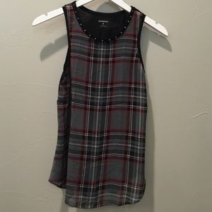 Plaid chiffon tank