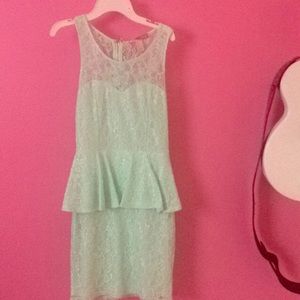 Blue/Green Peplum Homecoming Dress