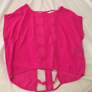 Pink Cropped Shirt with cute back!