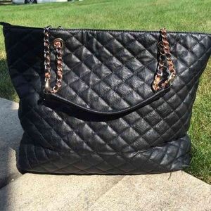 Aldo Black Faux Leather Quilted Purse