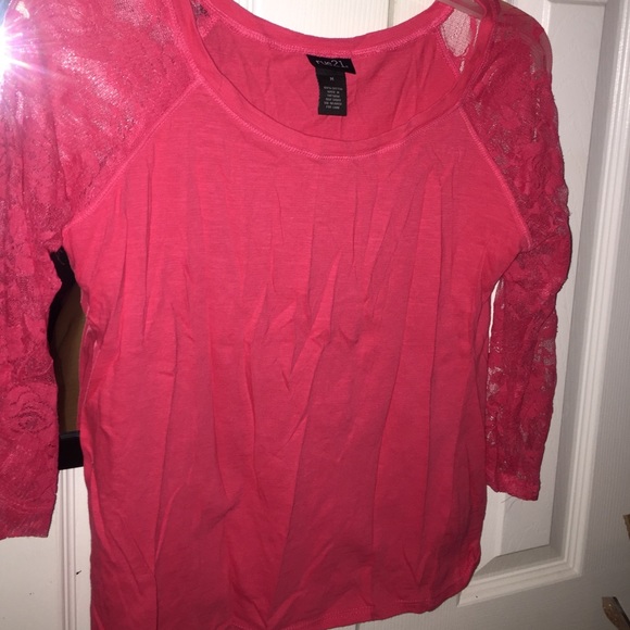 Coral Lace Sleeve Top