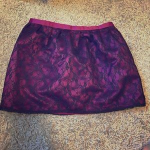 Heritage 1981 pink satin black lace skirt!