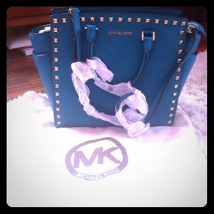 NWT Large Michaels Kors teal studded purse