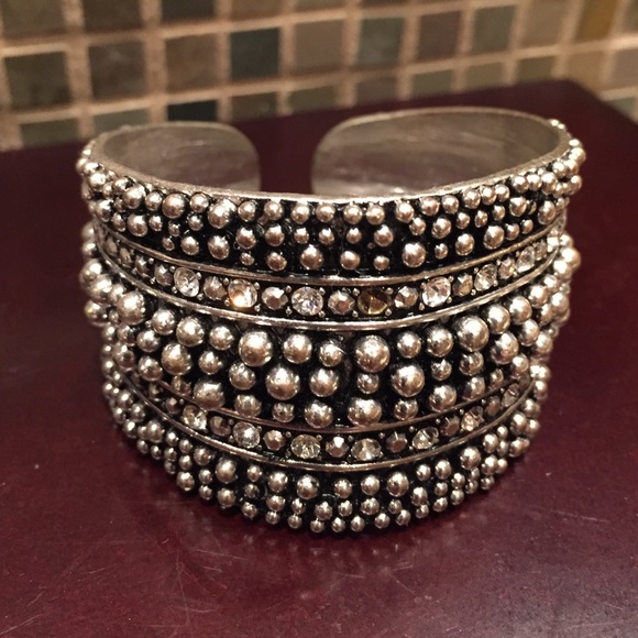 Silver-toned Rhinestone Cuff - Picture 1 of 1