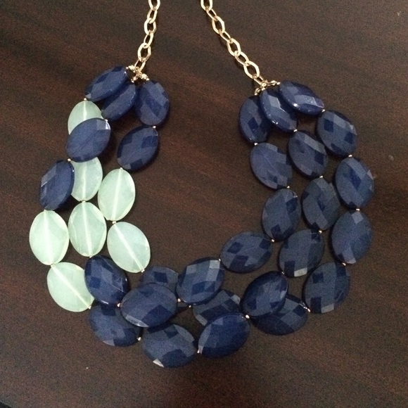 Navy and mint statement necklace