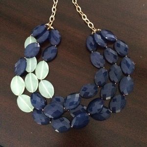 Navy and mint statement necklace