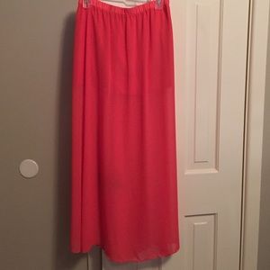 Chiffon coral maxi skirt