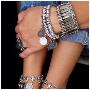 Silver boho anklet bracelet Turkish design