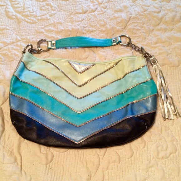 Authentic Melie Bianco vegan leather chevron hobo