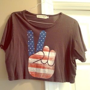 Red White and Blue Peace crop top t shirt