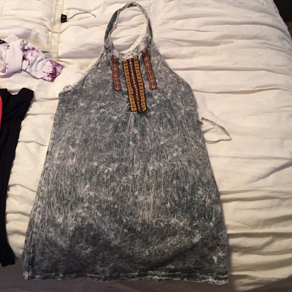 Acid wash tribal Halter top