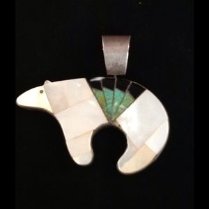Pendent bear sterling,TURQ,onyx,mothprl