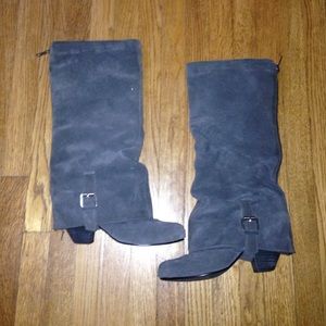 Gray suede heal boots