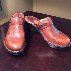 Born brown leather mules