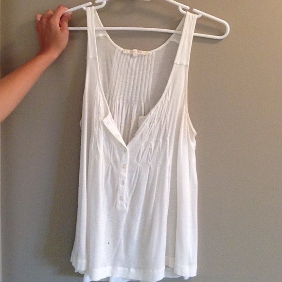 White half button down tank top