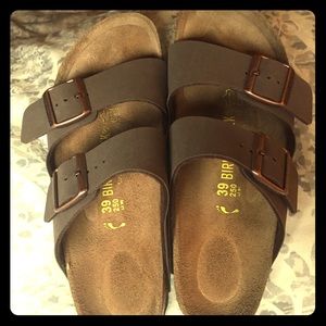 NWOT Birkenstock double brown strap