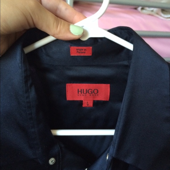 Hugo boss silky navy blue button up