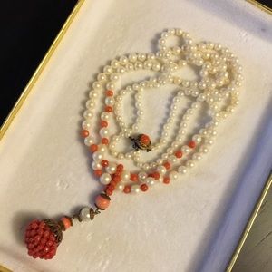 Vintage Coral and Pearl Necklace