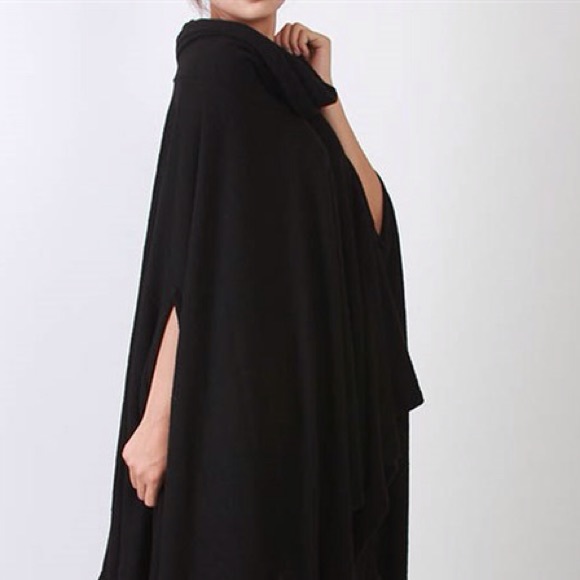 Black Asymmetrical Poncho - Picture 3 of 5