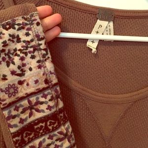 NWOT FREE PEOPLE BROWN THERMAL SHIRT