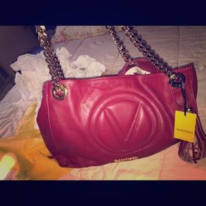 Valentino Verra Leather Tote Handbag