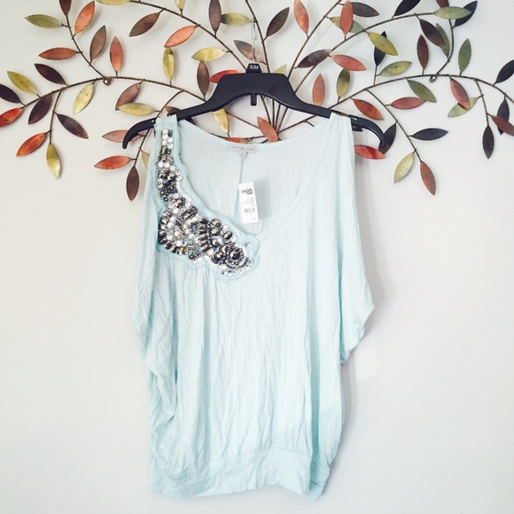 🆕 Charlotte Russe mint green jeweled sequin top