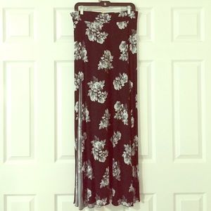 Long Black Floral Skirt