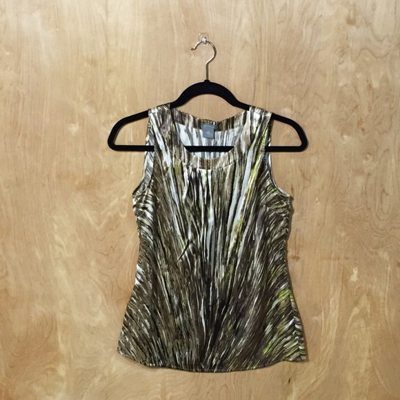 Ann Taylor Tops - Brown & Yellow Abstract Print Silk Blouse