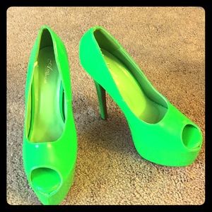Bright lime green heels