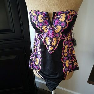 Floral one piece pucker butt bathing suit