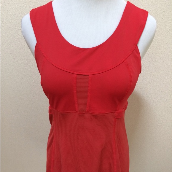 lululemon athletica Tops - LULULEMON RED W/Strips Yoke Neck Tank Top
