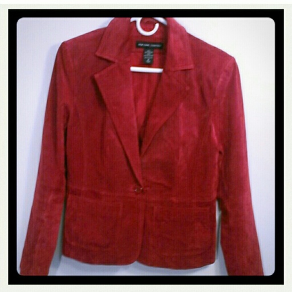 New York & Company Jackets & Blazers - Red Leather/Suede Jacket