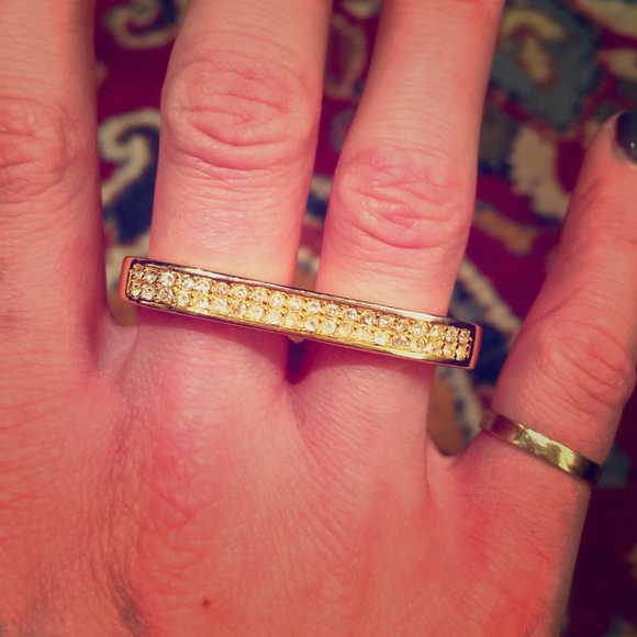 Erica Anenberg 14K Gold Plated Sparkle Dual Ring