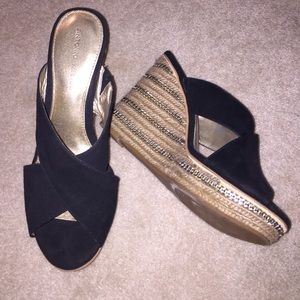Black and Beige Wedges