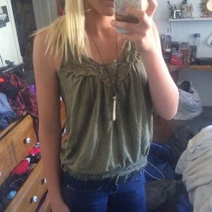 Floral green tank top