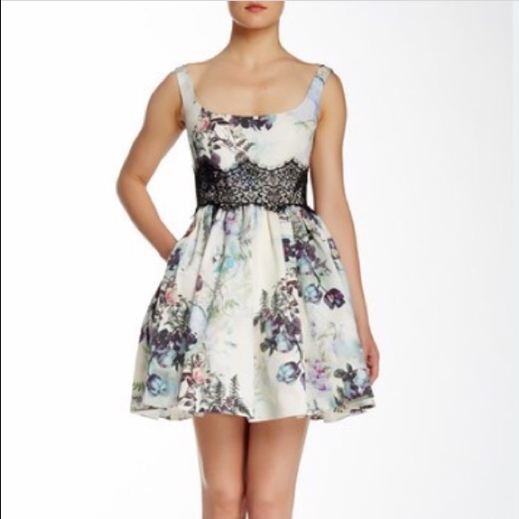Marchesa Notte : Lace inset silk dress