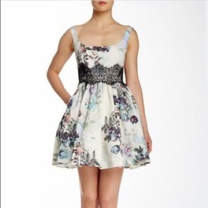 Marchesa Notte : Lace inset silk dress