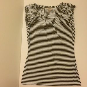 Ann Taylor Loft Navy & White Striped Tee