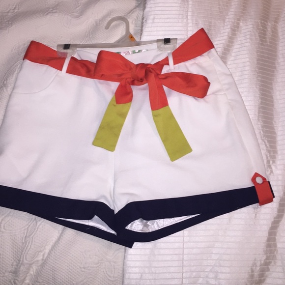 White, Navy, and Orange Shorts