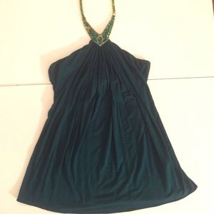 Embellished  Halter Tie SKY top in Emerald
