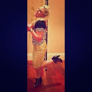 Light Gold Sequin Pencil Skirt