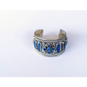 Silver Tribal Cuff Lapis Lazuli Stone