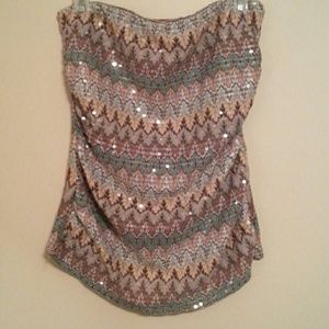 Express sequin ruched tube top