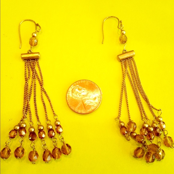 Copper beaded dangle earrings