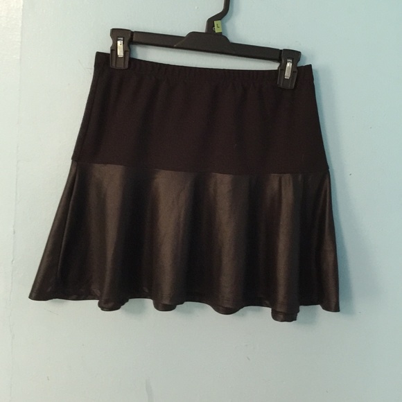 Black Faux Leathery Skirt