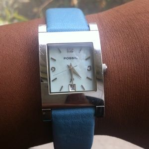 Fossil Sky Blue Woman's Genuine Leather Watch