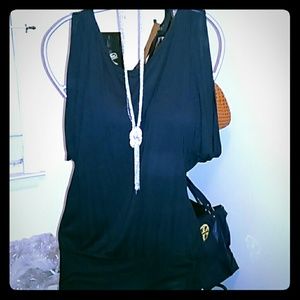 Black Guess dolman sleeve top with banded bottom